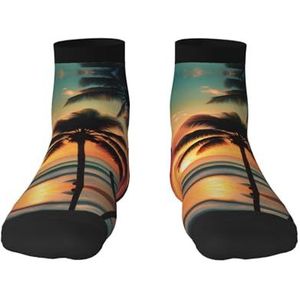 Tropische strand palmboom print veelzijdige sportsokken voor casual en sportkleding, geweldige pasvorm voor voetmaten 36-45, Tropische Strand Palm Boom, Eén Maat