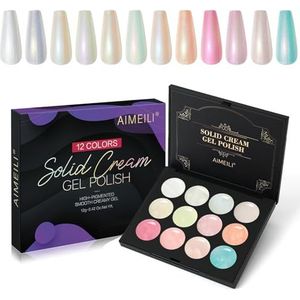 AIMEILI Glitter Gel Nagellak Palette Set - 12 Kleuren UV Lamp Ondergedompeld Cream Gel Set