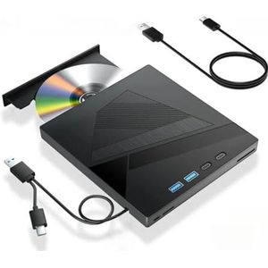 Extern CD/DVD-station met 4 USB-poorten en TF/SD-kaartsleuf CD/DVD-brander Schrijver Lezer Speler Compatibel Windows Linux MacOS