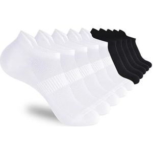 YIJIANUO 5/10 paar enkelsport hardloopsokken wit zacht dun laag top korte film heren en dames sokken, 5 Wit5 Zwart, Eén maat
