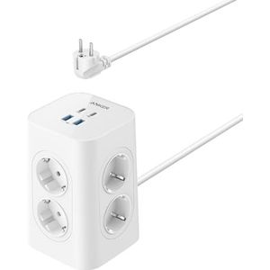 Anker - Meervoudig Stopcontact - 8-voudige Stekkerdoos - 4 USB - 20 W USB C-snel Opladen - 2 m Kabel