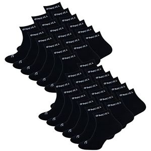 O'Neill Unisex Quarter sokken 18 stuks korte sportsokken vrijetijdssokken enkelhoog effen katoen logo mannen vrouwen zwart wit 35-38 39-42 43-46, zwart (6969p)., 39-42 EU