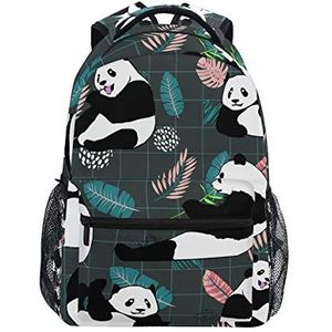 Rootti Rugzak Tas Leuke Panda Print Daypack Canvas School met Reizen Boekentas Rugzak voor Tiener Jongens Meisjes Mannen en Vrouwen