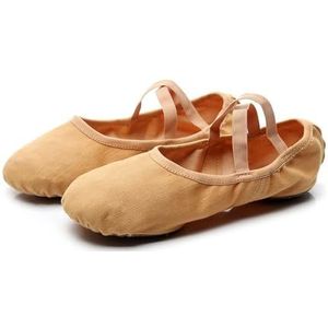 HUIJIQX Kinderen Dans Slippers Canvas Zachte Zool Buik Yoga Gym Ballet Schoenen Meisjes Vrouw Man Ballerina voor Dansen, camel, 44 EU