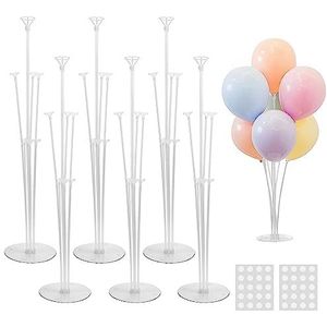 Cankypu 6 se ballonstandaardset, ballonstokken met basis voor tafelverjaardag, babyshower, afstudeerfeestdecoraties