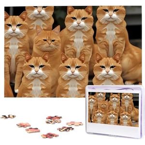 KHiry Puzzels 1000 stuks gepersonaliseerde legpuzzels oranje katten foto puzzel uitdagende foto puzzel voor volwassenen Personaliz Jigsaw met opbergtas (74,9 cm x 50 cm)