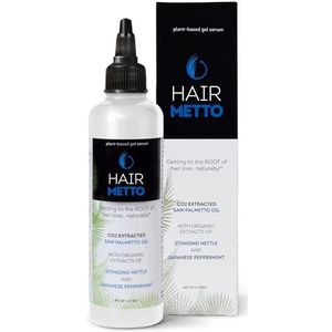 HAIRMETTO® Topisch haar DHT-blokkerend serum voor haaruitval en hergroei met zaagpalm, brandnetel, rozemarijnolie, verzacht een droge hoofdhuid, niet-vettig, pepermuntgeur, fles van 118 ml