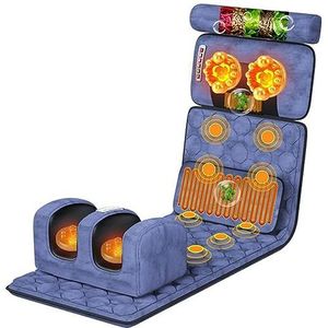 Verwarmde Massagemat For Het Hele Lichaam Met 20 Nek-shiatsu Kneedmassagekoppen, Ontspannende Massagematras Met 9 Standen En 9 Instelbare Krachten For Nek En Rug,Ontspanning Van(Blue)