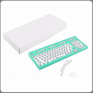 Mechanische toetsenbordset voor games, compatibel met 3/5-pins, compatibel met Cherry/Gateron/Kailh, mechanisch toetsenbord met 98 toetsen, DIY Hot Swap voor spelers, tekst (groen, transparant)