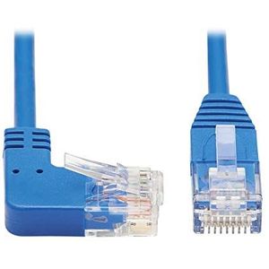 Tripp Lite Haakse Cat6 Ethernet-kabel, gigabit gegoten slanke UTP-netwerkpatchkabel, blauw, 9 m (N204-S03-BL-RA)