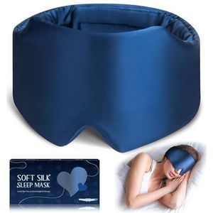 Zijden slaapmasker, groot formaat zijden oogmasker, omhelzen gezicht, knuffelen, gewatteerde slaapblinddoek, zijden oogbedekking met verstelbare band voor totale verduistering, voor de hele nacht