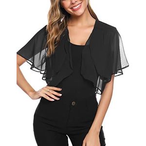 Aottori - Chiffon Bolero - Zwart - Dames - 3/4 Mouwen - Casual