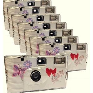 8 x 1A FOTO PORST trouwcamera met vlinder-/wegwerpcamera/feestcamera (27 foto's per stuk, met flitser, 8-pack)