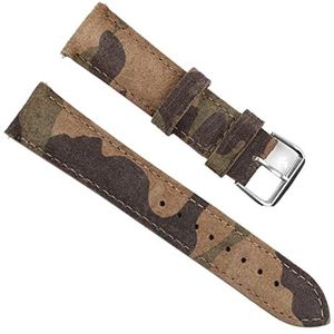 Chlikeyi Horlogeband van echt suède, 18-22 mm, handgemaakt, camouflage-horlogeband, reservearmband, bruin camouflage, 22 mm