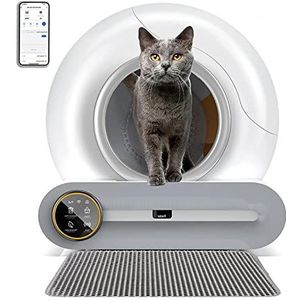 Elektrische kattenbak, zelfreinigend met 65l + 9l grote capaciteit, app-bediening, ionische deodorant, robot kattenbak zelfreinigend, veiligheidsbescherming, slimme kattenbak voor meerdere katten