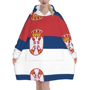Oversized Vlag Van Servië Hoodies Vrouwen Uk Pluizige Deken Hoodie Sherpa Vrouwen Fleece Draagbare Deken Mannen