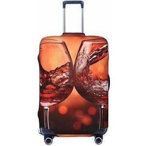 HerfsT Reisbagagehoezen Rode Wijnglas Cheers Print Elastische Wasbare Bagage Cover Stofdichte Koffer Cover Bagage Protector voor 45-70 cm bagage