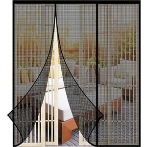Magnetisch vliegenhorgordijn, magnetisch klittenband, zelfklevende terrasdeur-155x265cm-Zwart