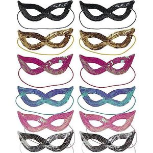 Danlai 12 stuks pailletten kattenoogmasker vrouwen Venetiaanse carnaval maskerade maskers half gezicht bal maskers voor verjaardag bruiloft feest decoratie