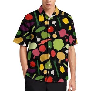 Groenten fris patroon zomer herenoverhemden casual korte mouw button down blouse strand top met zak M