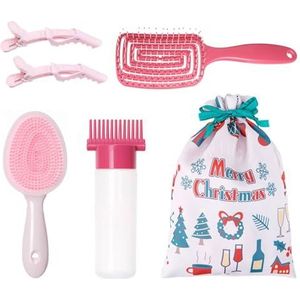 6 Stuks Kerst Haar Borstel Set Haar Styling Kam Dubbelzijdige Hoofdhuid Massage Kam Haar Kam Set Hollow Out Haar Borstel