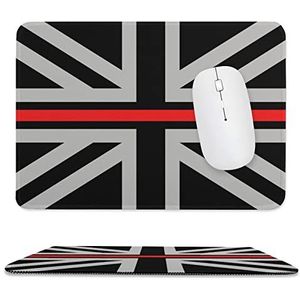 Britse vlag dunne rode lijn muismat antislip muismat rubberen basis muismat voor kantoor laptop thuis 7.9 ""x 9.4
