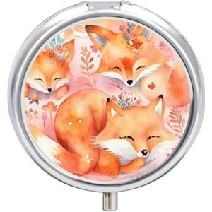 Little Fox Dier Pillendoos Ronde Draagbare Pillenorganisator Waterdichte Dagelijkse Vitamine Houder Dozen Creatieve 3 Compartiment Geneeskunde Pil Case voor Portemonnee Of Pocket