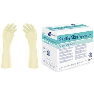 Chirurgische handschoenen - Medium, poedervrij, steriel, latex, wegwerpbaar, voor operaties en medisch onderzoek, PPE (natuurlijke latex) (maat 8,5) (50 paar) - Meditrade Gentle Skin Superior OP