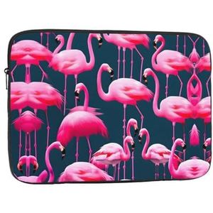 Retrowave foto's duurzame laptoptas-multifunctionele ultradunne draagbare laptoptas voor zaken en reizen, Roze Flamingo's, 17 inch