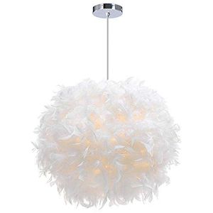 iDEGU Kroonluchter Ø 30 cm, hanglamp met witte veren voor slaapkamer