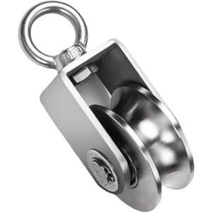 Enkelvoudig katrolblok, 304 roestvrij staal dubbele lagers stille afneembare 360 ​​graden draaibare U-type katrol zilver(Kit4 U 700KG)