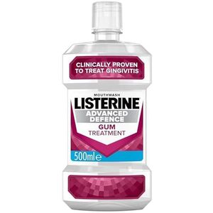 Listerine Advanced Defense Gum Treatment Mondwater (500ml), klinisch bewezen om tandvleesaandoeningen te behandelen als in weinig als twee weken, stoot plaquekiemen af om te behandelen en te voorkomen