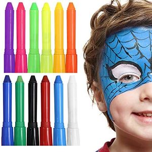 Schminkset | 12 kleuren Glow Paint Crayons Make-up | Draaibare en wasbare doe-het-zelfverfset voor kinderen en volwassenen, professionele schminkset voor Halloween of verjaardagsfeestjes Delr