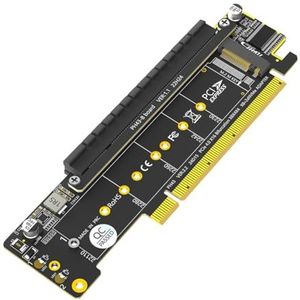 Fangxuee PCIe 4.0 X16 naar Dual NVMe en 1x Plus PCIe X16 (Signal X8) adapter voor M.2 NVMe SSD adapter