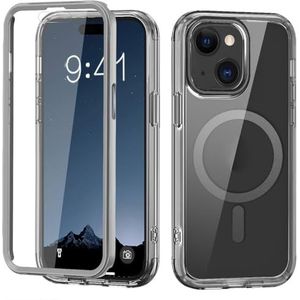 Telefoon Flip Case Cover, Clear Case Compatibel met iPhone 15 Case 6.1"" Case, Schokbestendig Beschermend Stofdicht Dubbel Full Body Front met Screen Protector Anti Vergeling Case Compatibel met iPhone