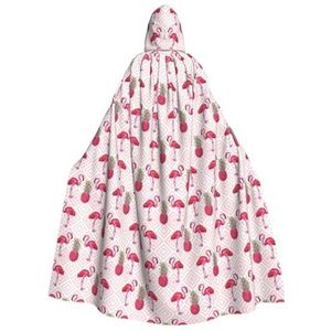Bxzpzplj Roze Flamingo Ananas Print Unisex Hooded Mantel Voor Mannen & Vrouwen, Carnaval Thema Party Decor Hooded Mantel