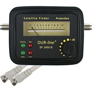 DUR-line® SF 2450 B - Satfinder - meetinstrument met rubberen beschermhoes voor de exacte aanpassing van uw digitale satellietantenne - hoge gevoeligheid - incl. F-kabel en leuke handleiding