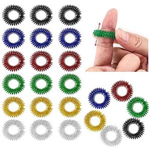 Kigniote 24 Stuks Acupressuur Ringen Vinger, Acupressuur Massage Ring, Antistress Relaxation Spiky Sensory Finger Rings, Vingermassage Ring Acupunctuur voor Volwassenen en Adolescenten