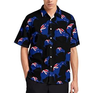 Patriotic Usa Stars T-shirt met korte mouwen voor heren, casual button-down, zomer, strand, top met zak