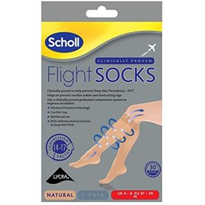 Scholl Flight Socks - Klinisch bewezen compressiekousen voor vliegreizen - helpen gezwollen enkels en diepe veneuze trombose (DVT) te voorkomen - Sheer - maat 4-6, 1 paar
