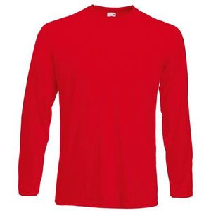 Fruit Of The Loom Valueweight T-shirt met lange mouwen voor heren, Rood, S