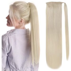 Paardenstaartverlenging, Remy Human Hair Ponytail Extensions 70g/80g for blanke vrouwen - Full Shine Nephaar(White,14 inch)