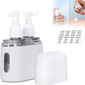 Mini Shampoo Dispenser Portable Travel Bottle Set, Mini Travel Shampoo And Conditioner Dispenser, Travel Containers With Labels For Toiletries, Travel Bottles For Toiletries (2 in 1,Grey)