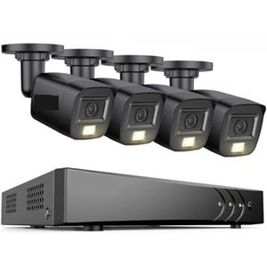 Groothoek beveiligingscamera, 8CH 5MP Video Beveiligingssysteem CCTV Kit Met 3K 4X 5MP Ingebouwde Microfoon Waterdichte Bewakingscamera's 5 IN1 H.265 + DVR Eenvoudig te installeren, met signaalverster