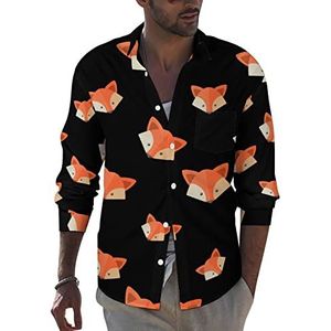 Fox Heren Button Down Shirt met lange mouwen casual strand tops met zak regular fit