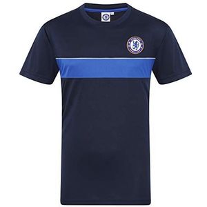Chelsea FC - Trainings-t-shirt voor mannen - Officieel - Cadeau - Marineblauwe/koningsblauwe streep - Medium