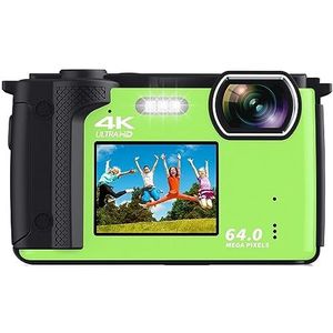 Dual Screen 64MP Fotografie Camera Selfie Recorder 4K UHD Vlog Camcorder 16X Zoom Compact Camera Live Streaming Webcam HD camera (Color : With 128G, Size : With 2 Batteries-02)