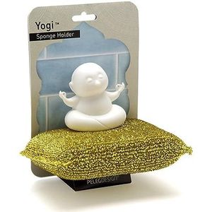 Pelg Design sponshouder Yogi | grappige houder met zuignap voor keuken & badkamer in Boeddha-stijl | incl. gouden spons