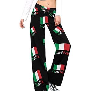 Italië Italië Italiaanse vlag vrouwen broek casual broek elastische taille lounge broek lange yoga broek rechte been