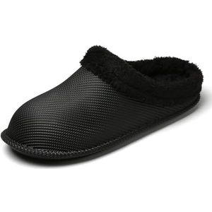 XUCZHAI Winter Vrouwen Mannen Thuis Katoenen Slipper Pluche En Verdikte Warme Schoenen Waterdichte Slippers, Zwart, 40-41